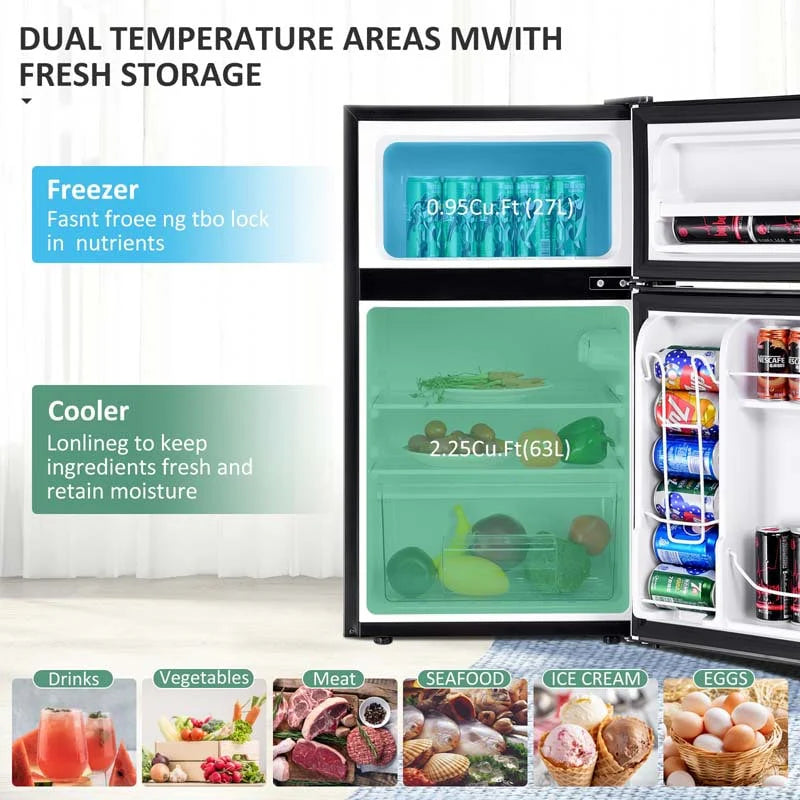 3.2 Cu. Ft. 2-Door Compact Refrigerator With Freezer - Black, Gray Or White