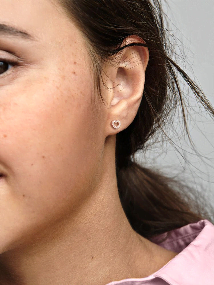 Open Heart Stud Earrings