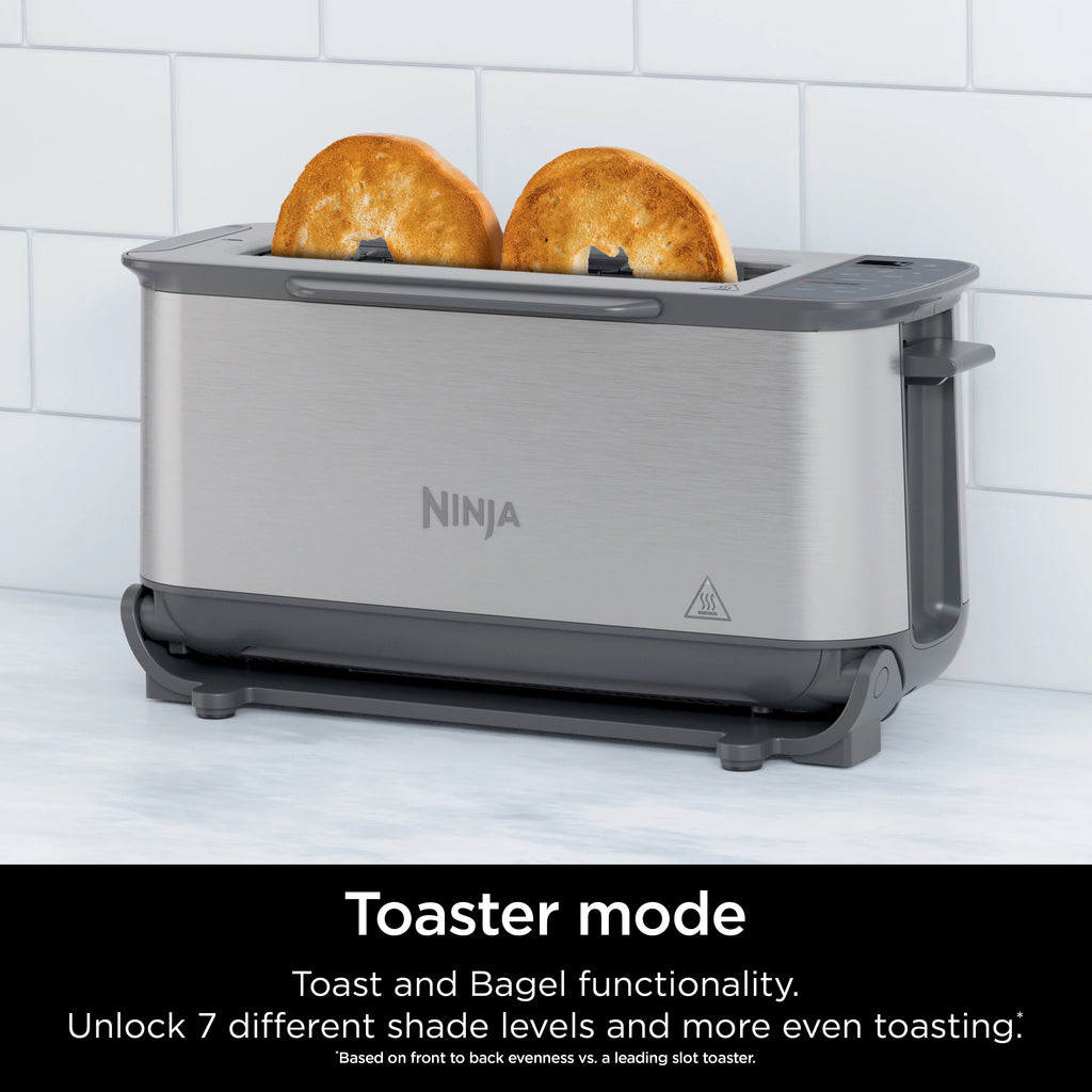 Ninja Foodi 2-in-1 Flip Toaster And Compact Toaster Oven, 2-Slice, 1500 Watts - ST100