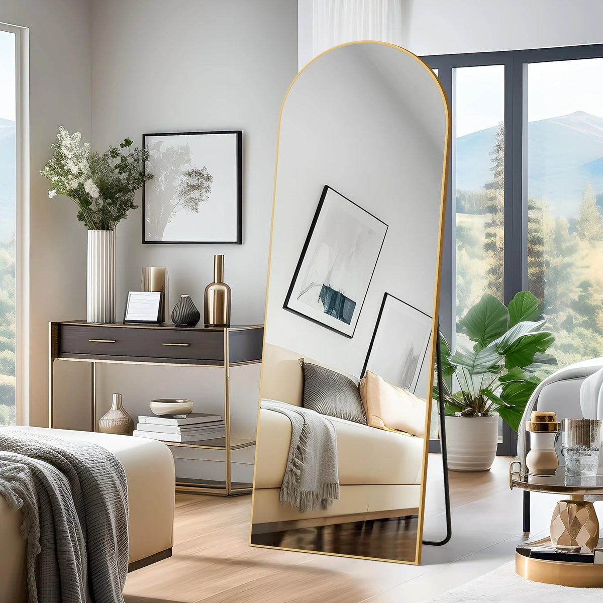 Arched Full-Length Floor Mirror - Standing And Wall-Mounted