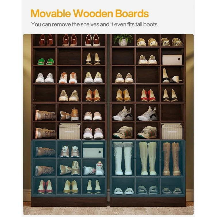 10-Tier Tall Shoe Cabinet, 30-Pair White Engineered Wood Shoe Storage Rack