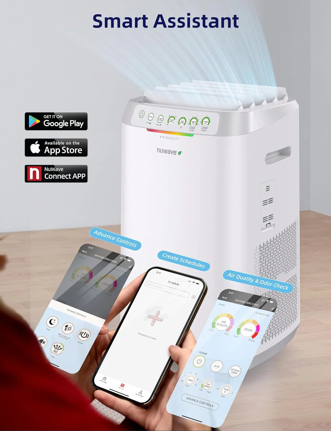 Nuwave Air Purifier, 2002 Sq Ft, White - OxyPure Zero