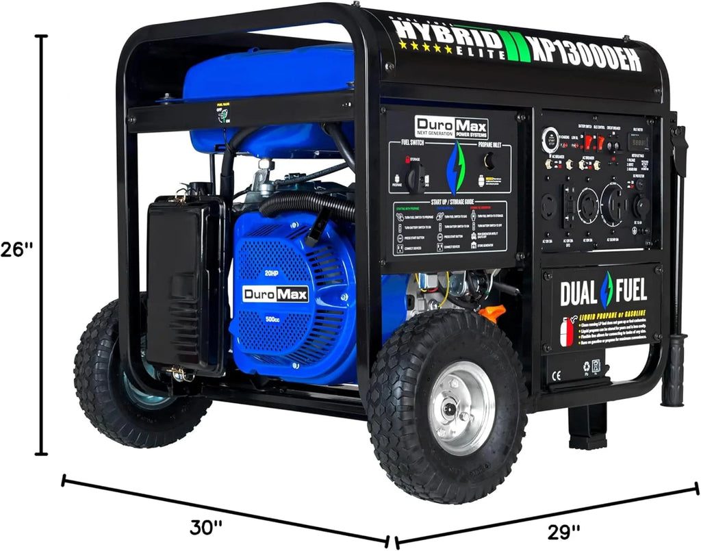 DuroMax 13,000-Watt Dual Fuel Portable Generator, Gasoline/Propane, Electric Start - XP13000EH