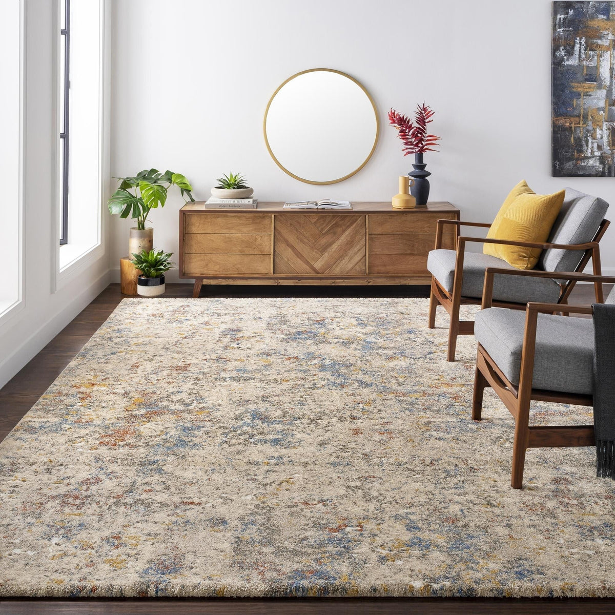 Mid-Century Medallion Area Rug - Brown