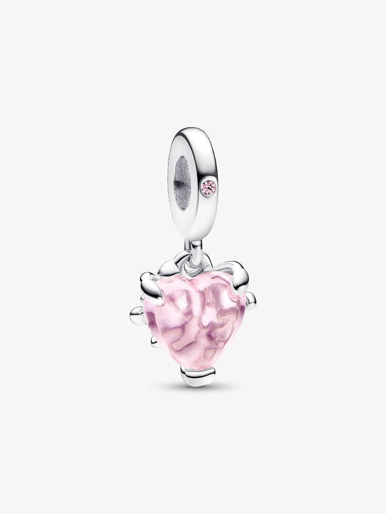 Pink Family Tree & Heart Dangle Charm