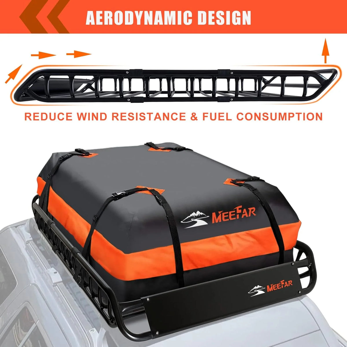 MeeFar Roof Cargo Basket 51 x 36 x 5 in with Waterproof Bag - MF-BSK-AND-BAG
