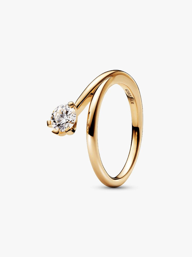 Pandora Nova 14k Gold Lab-grown Diamond Asymmetric Ring