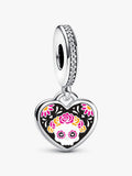Engravable Day of the Dead Sugar Skull Heart Dangle Charm