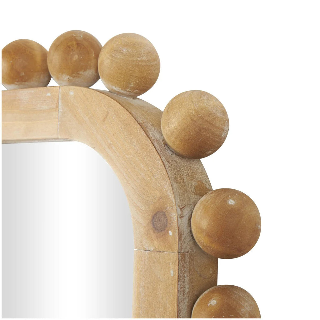 Brown Fir Wood Beaded Frame Wall Mirror 23.50in L x 1.50in W x 45.38in H