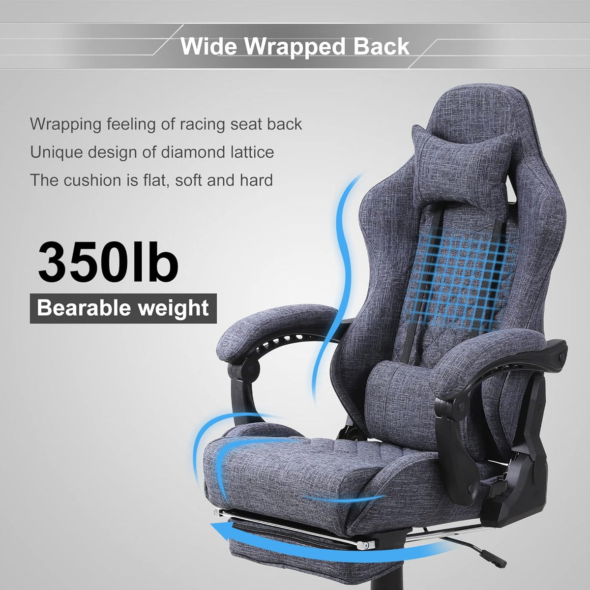 Blue Whale PU Leather Big And Tall Ergonomic Office Gaming Chair, 350 Pounds - B0BTCQ3VVW