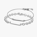 His & Hers Engravable Silver Bracelet Set