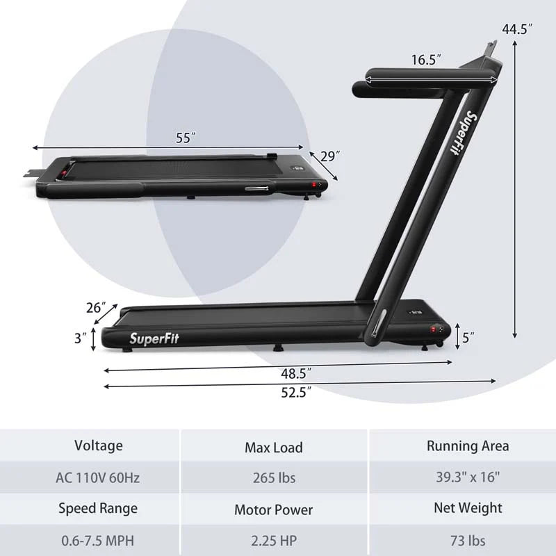GYMAX 2-in-1 Folding Under Desk Treadmill With Speaker, App And Remote Control - 2.5HP