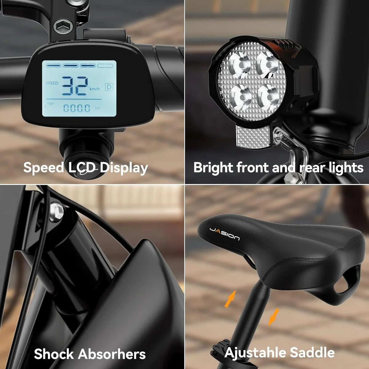 Jasion 14 Inch Folding Electric Bike, 21 Mph, 500W Peak Motor, 270Wh Battery - EB3
