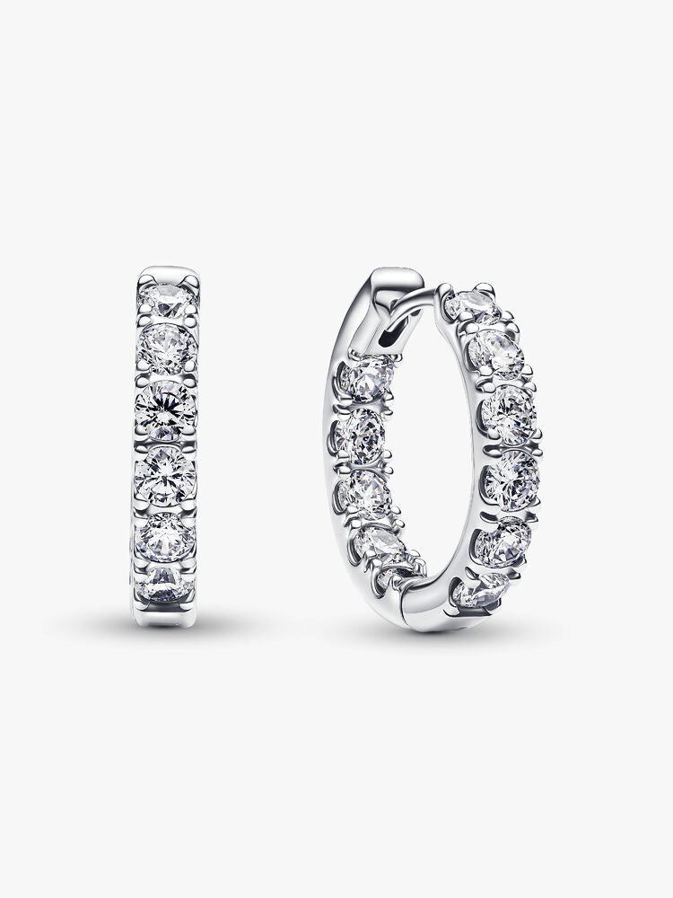Sparkling Row Eternity Hoop Earrings