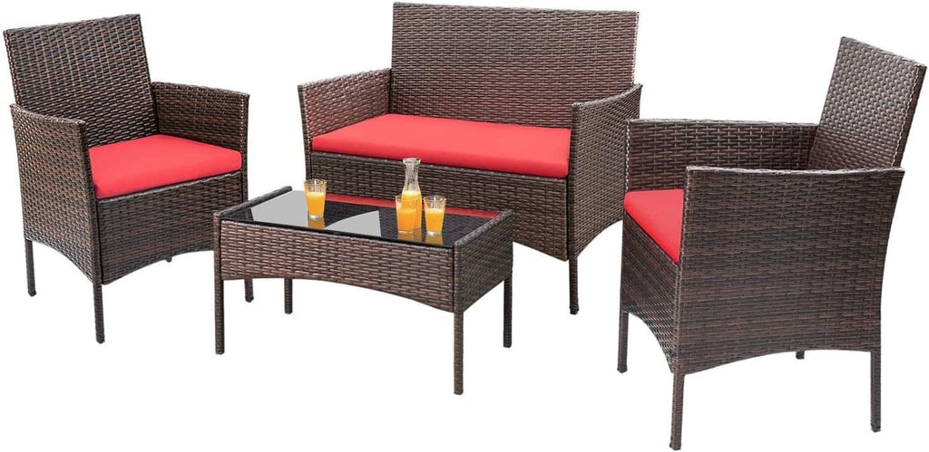4-Piece Patio Rattan Wicker Furniture Set - T-LCRF834M18