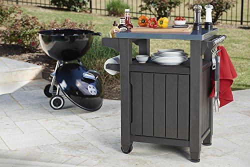Keter Unity Outdoor Storage Table And Cabinet, 40 Gallons, Espresso Brown