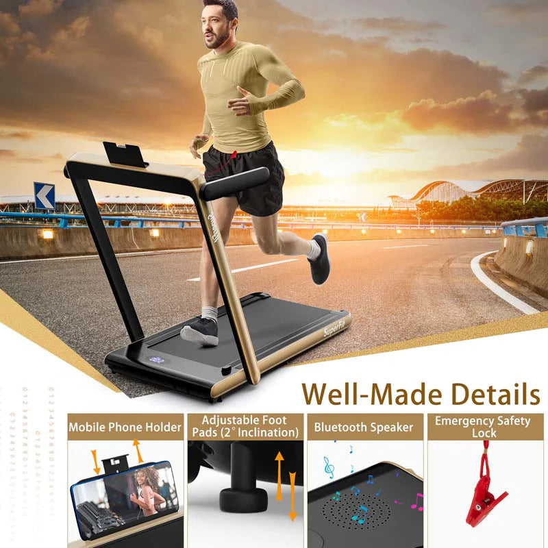 GYMAX 2-in-1 Folding Under Desk Treadmill With Speaker, App And Remote Control - 2.5HP