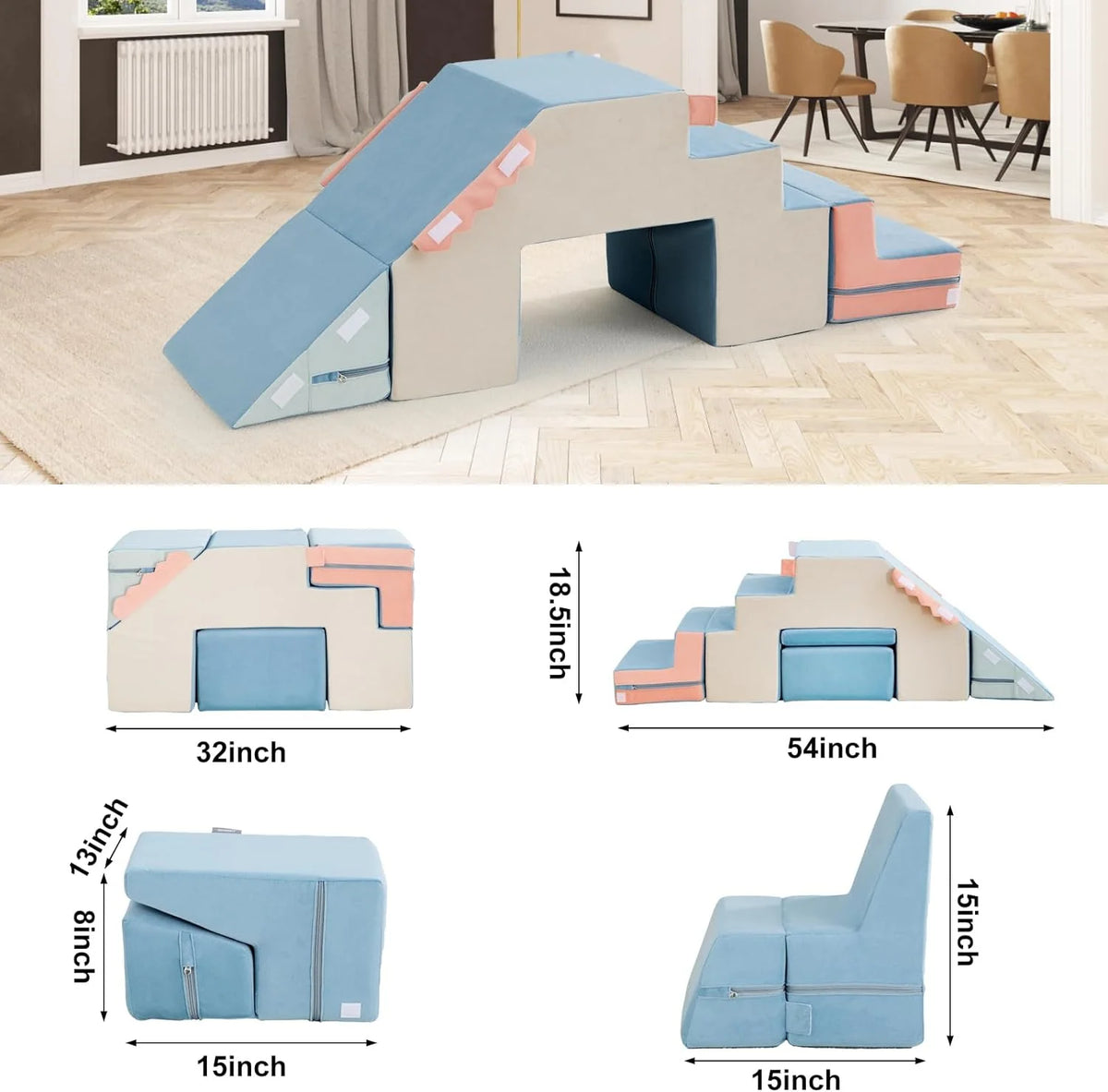 Asweets 4 In 1 Toddler Foam Climbing Blocks, 20 x 10 x 20 Inches - AFPG-1