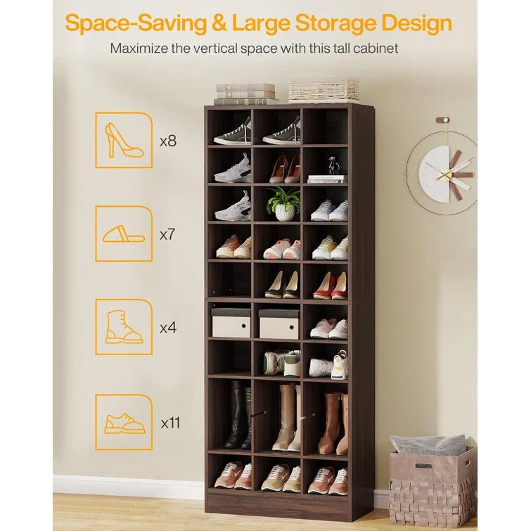 10-Tier Tall Shoe Cabinet, 30-Pair White Engineered Wood Shoe Storage Rack