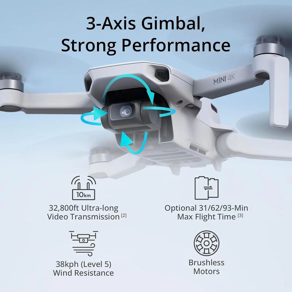 4K UHD Camera Drone Under 249 g With 3-Axis Gimbal, 10 km Video Transmission, Auto Return And 31-Min Flight Time