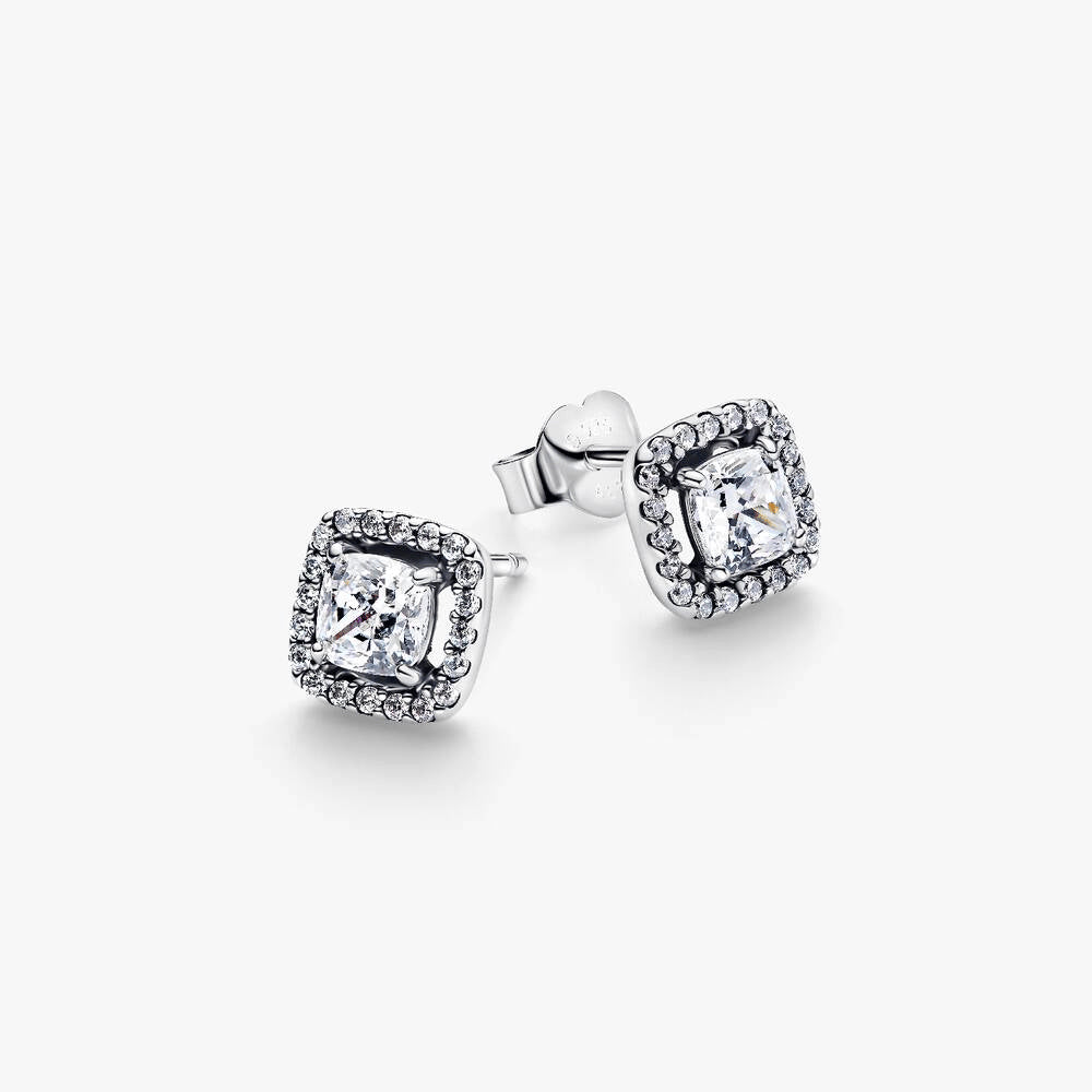 Square Halo Stud Earrings