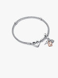 Pandora Moments Studded Chain Bracelet Triple Dangle Charm Set