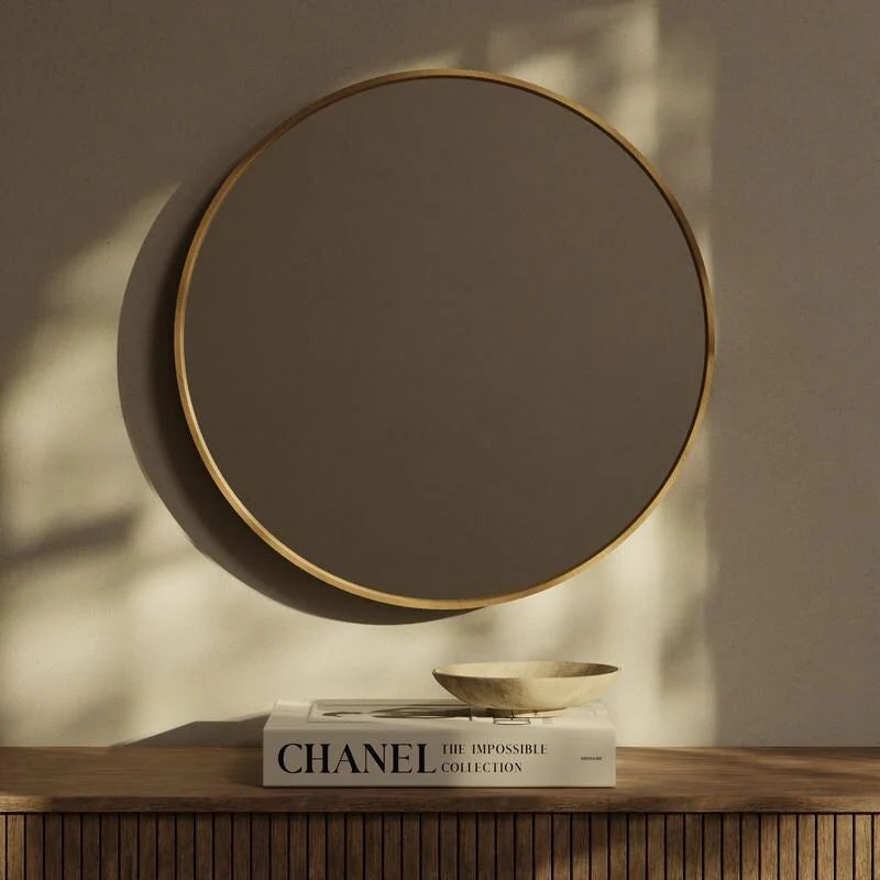 Classic Farmhouse Round Wooden Frame Wall Mirror - 24-inches, 28-inches, 32-inches