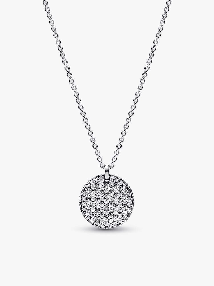 Pavé Round Necklace and Hoop Earrings Set