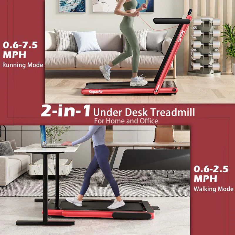 GYMAX 2-in-1 Folding Under Desk Treadmill With Speaker, App And Remote Control - 2.5HP