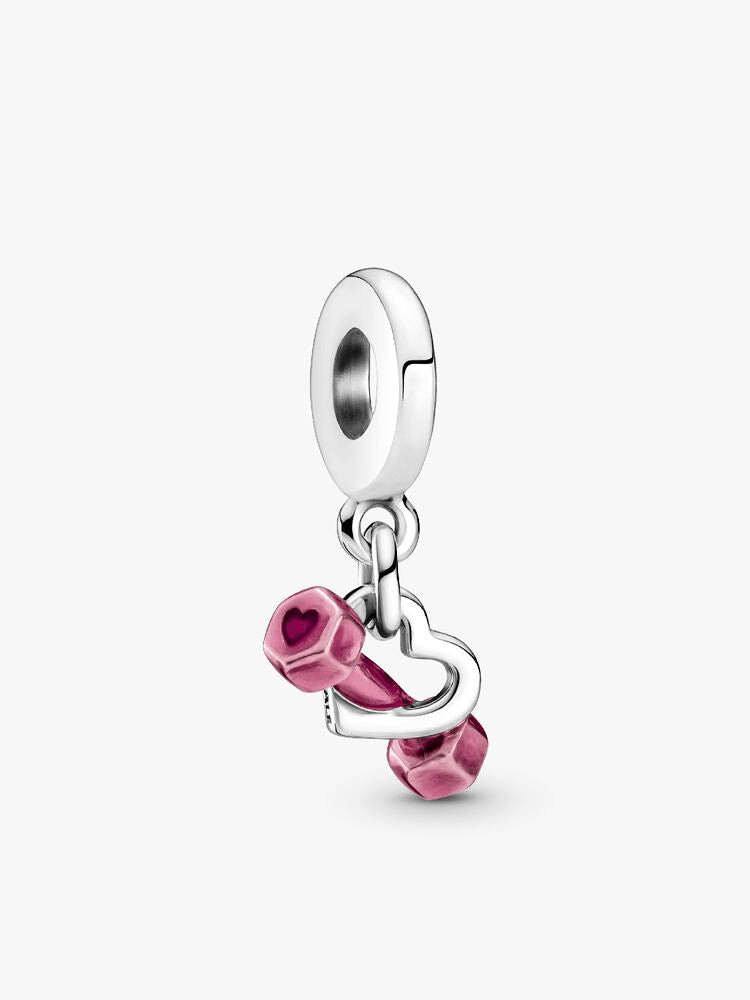 Dumbbell & Heart Dangle Charm