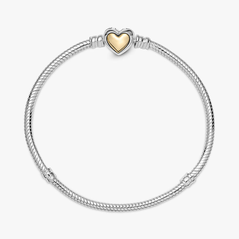 FINAL SALE - Domed Golden Heart Clasp Snake Chain Bracelet