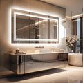LED Lighted Bathroom Vanity Mirror, Silver, 3 Colors