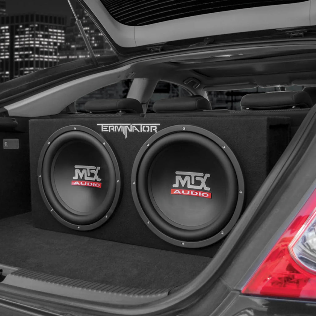 MTX Dual 12in Loaded Car Subwoofer Enclosure With Amplifier And Amp Kit - TNP212D2