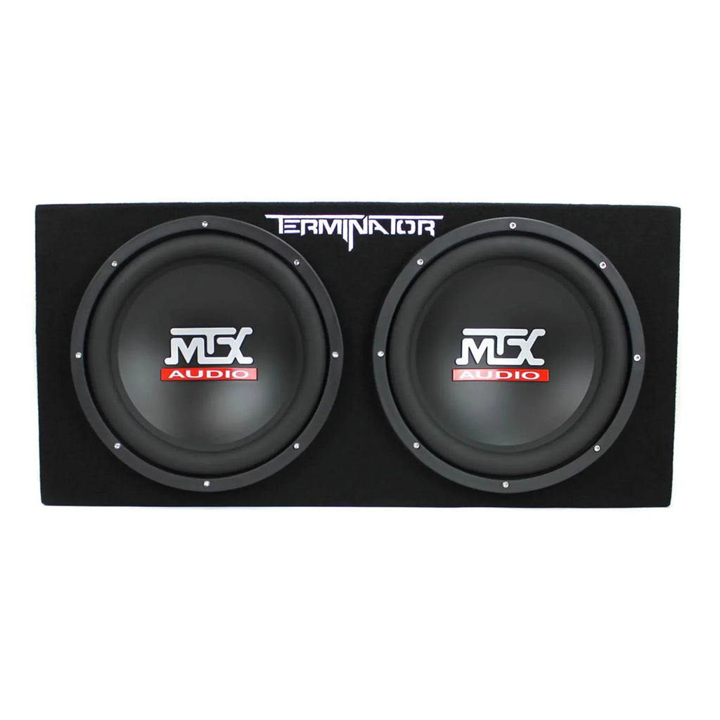 MTX Dual 12in Loaded Car Subwoofer Enclosure With Amplifier And Amp Kit - TNP212D2
