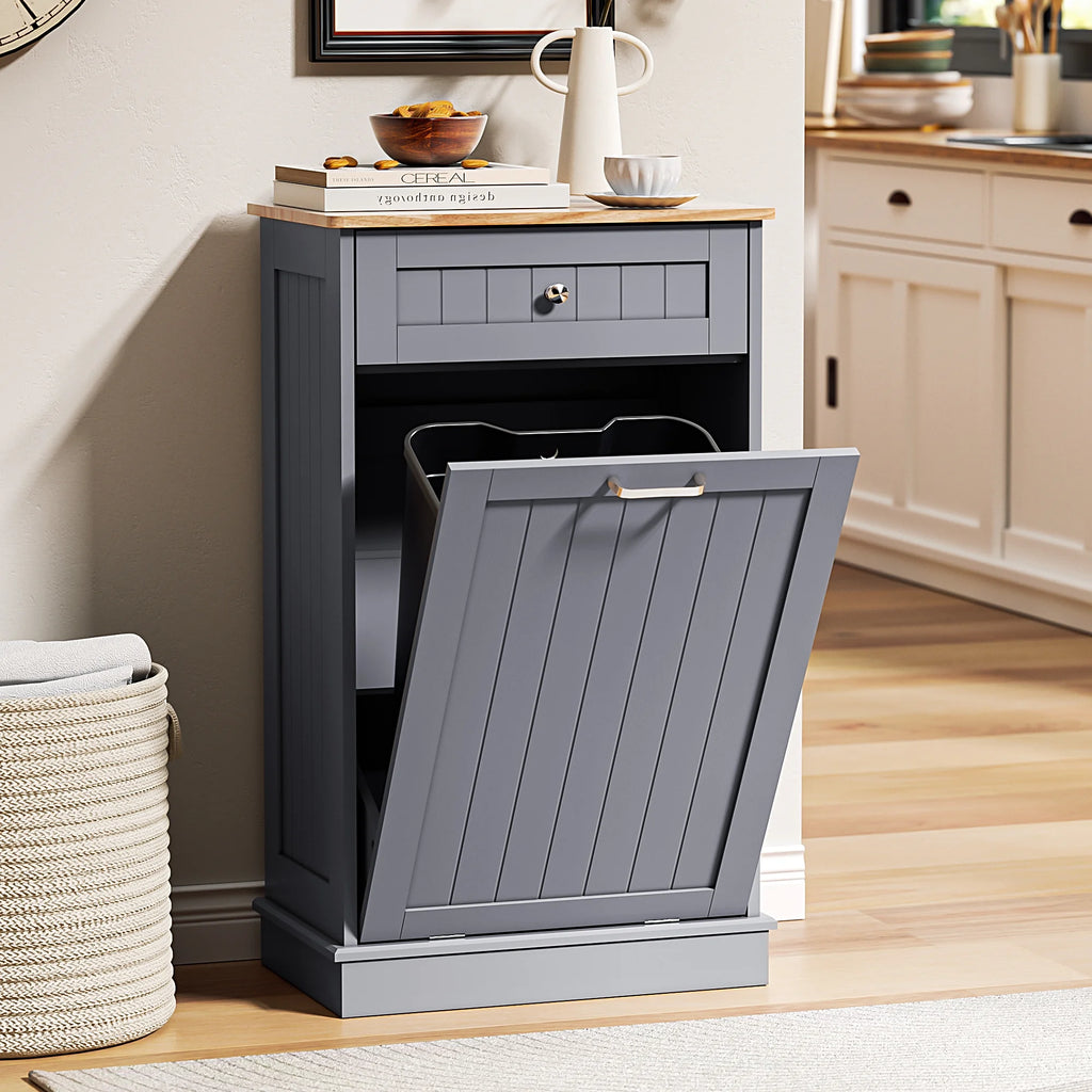 HARIPUL Single Tilt-Out Trash Cabinet For 13 Gallon Waste Bin, White