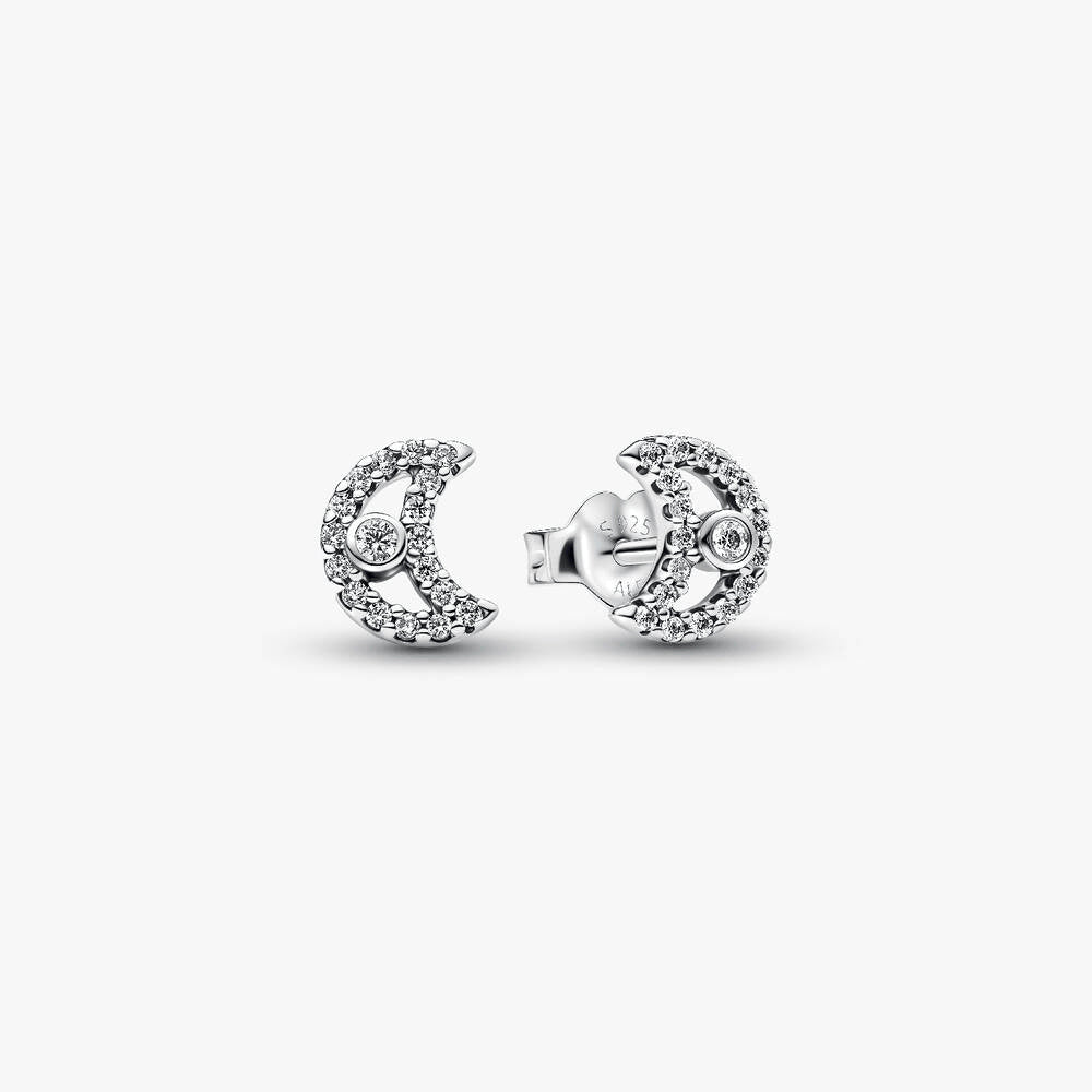 Sparkling Moon Stud Earrings