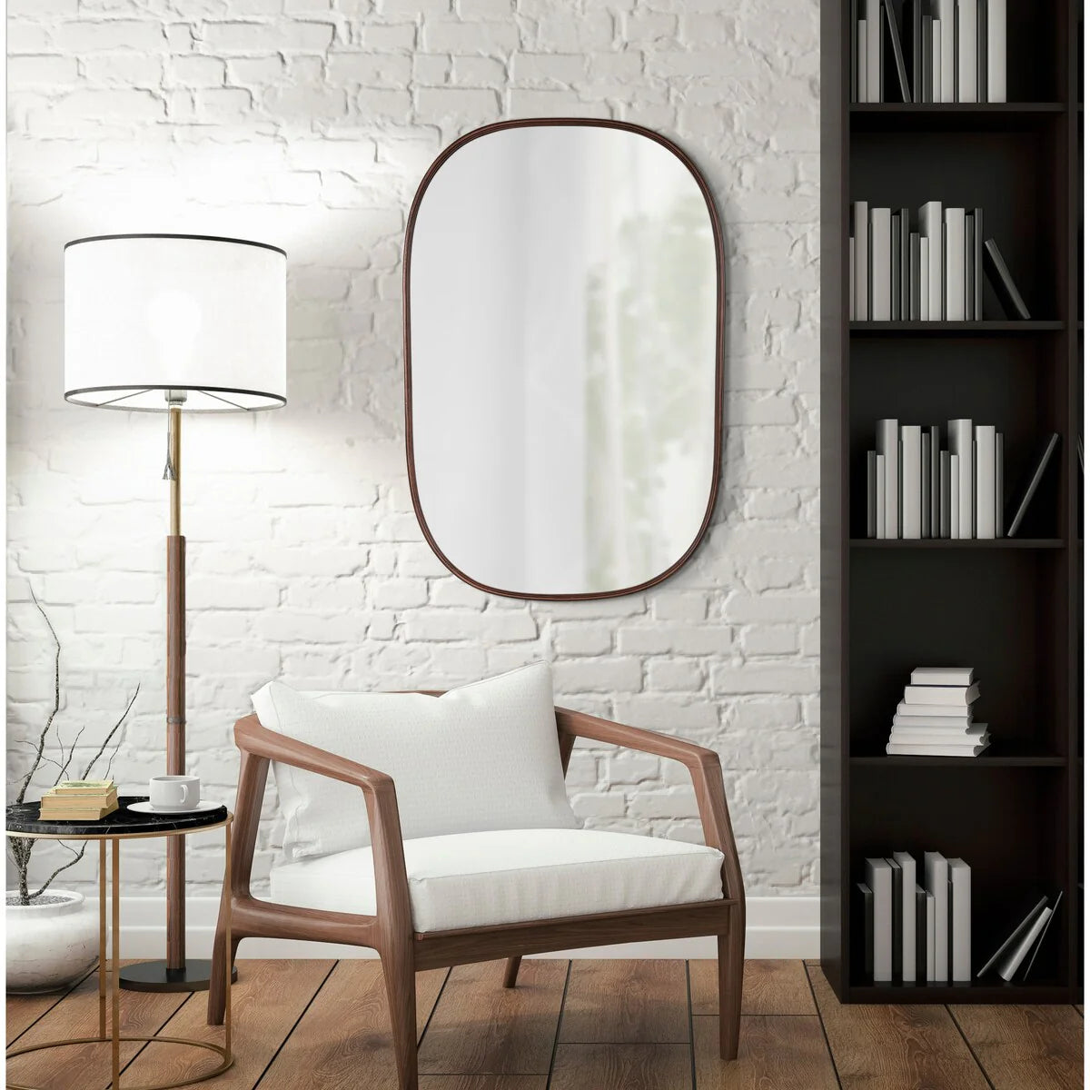 Capsule Framed Wall Mirror, 16x48, 18x24, 22x34, 24x36, Black, Bronze, Gold, Gray, Silver, Antique-Bronze