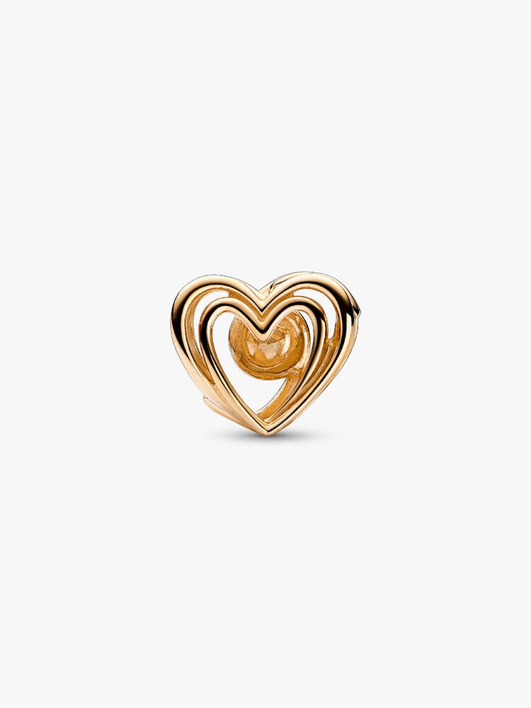 Openwork Swirling Heart & Treated Freshwater Cultured Pearl Charm