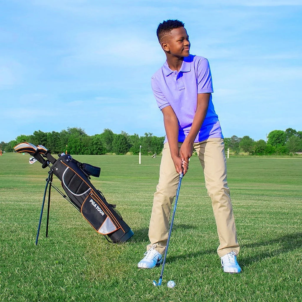 PGA Tour Right-Handed 10-Piece Kids Golf Club Stand Bag Set, Ages 8-12, Player Height 4ft 8in - 5ft 2in