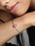 Wavy Fancy Pink Murano Glass Charm