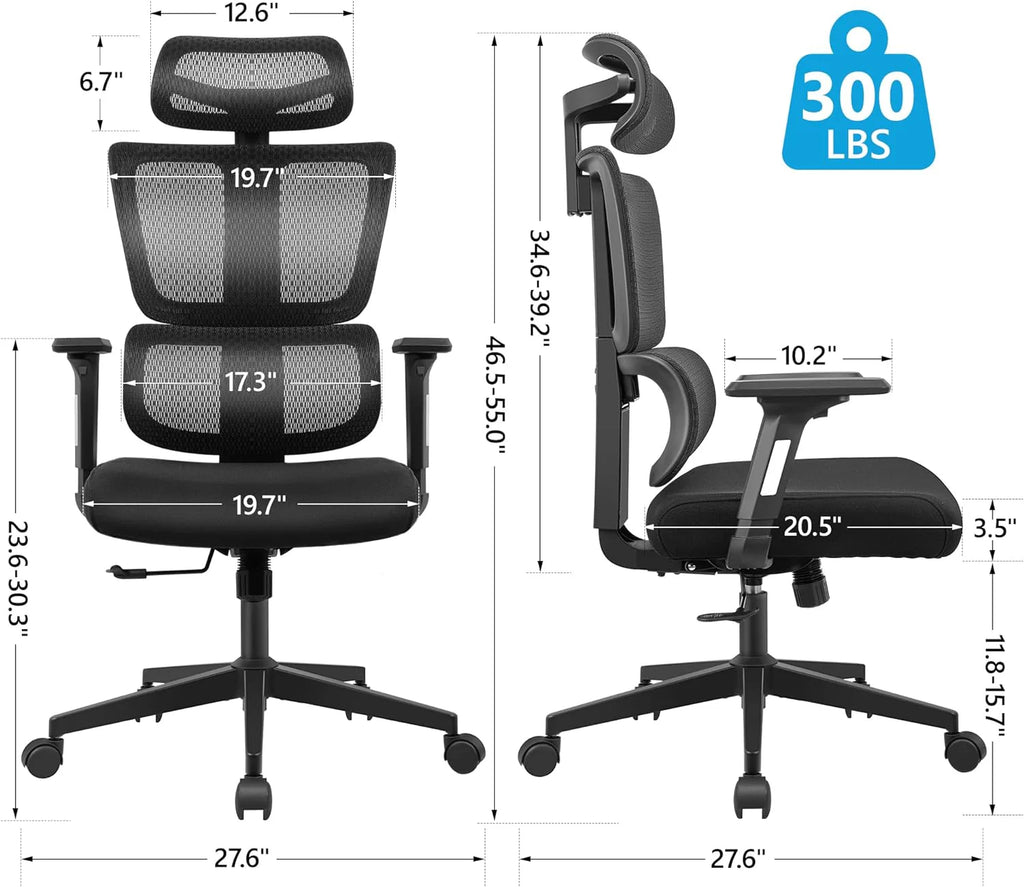 Primy Ergonomic Gaming Office Chair, 23 in D x 12 in W x 20 in H - PR988ZK