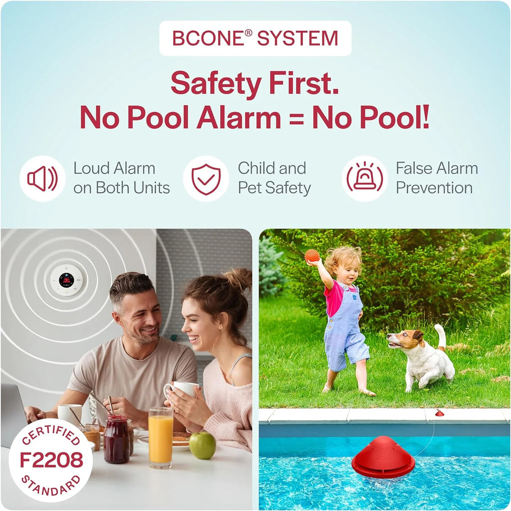 Lifebuoy BCONE Floating Pool Alarm, Red And White, ASTM F2208 Certified - BC006-Sy-M.US