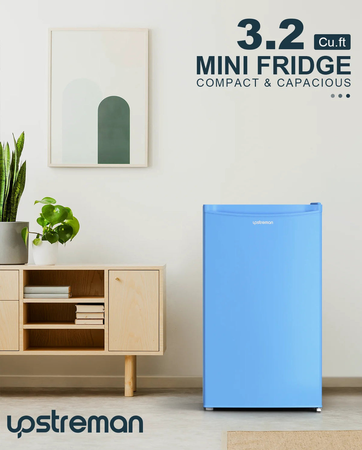 Upstreman 3.2 Cu.Ft. Single Door Mini Refrigerator With Freezer - BR321