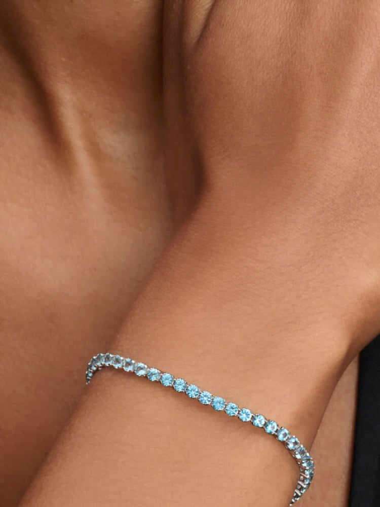 Sparkling Light Blue Tennis Bracelet