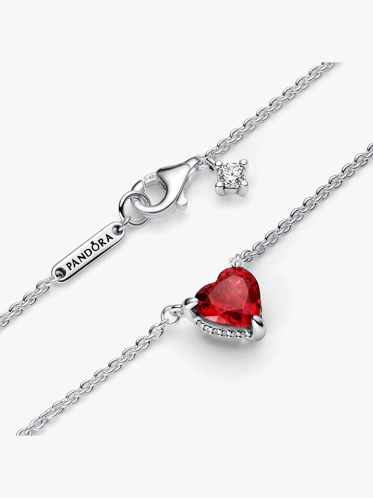 Sparkling Heart Halo Pendant Collier Necklace