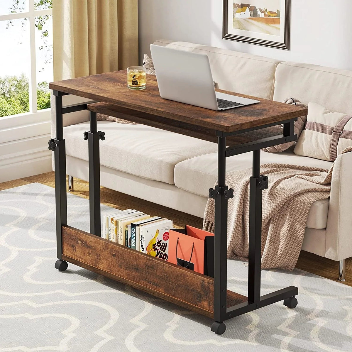 Height-Adjustable Portable Laptop Desk With Keyboard Tray, 43.3in H x 31.5in L x 17in D