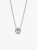 Sparkling Round Halo Pendant Collier Necklace