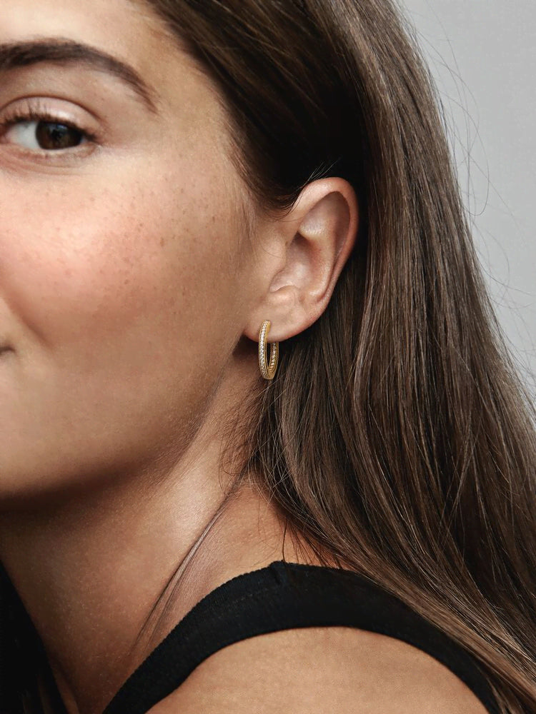 Pandora Signature Logo & Pavé Hoop Earrings
