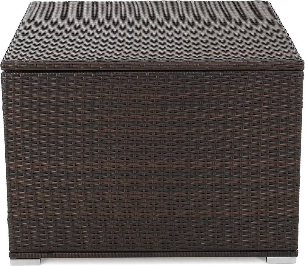 Samoa Wicker Outdoor Storage Box, Multibrown, 33.45 D x 33.45 W x 24.30 H