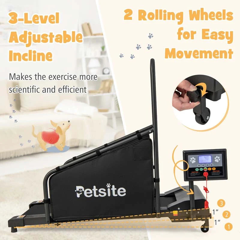 Dog Treadmill Pet Running Machine, 200 lbs Capacity, 1.4 inch LCD Screen - Black